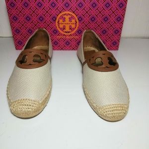 NEW WOMENS TORY BURCH SIDNEY ESPADRILLE LUGGAGE CA
